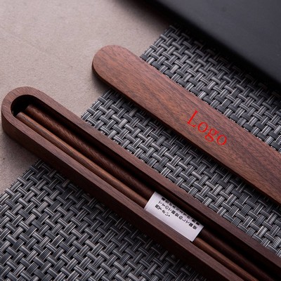 Wooden Chopsticks with Pull Type Chopsticks Box Case Reusable Hard One Pair Wooden Dinnerware