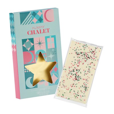 1 Oz. Belgian Chocolate in Star Window Box - Holiday Sugar Cookie Crunch Bar
