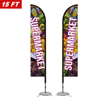15' Feather Flag Kit-Double Sided With Cross Base&Water Bag
