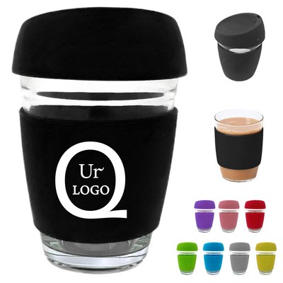 12Oz Travel Glass Cup W/ Sleeve