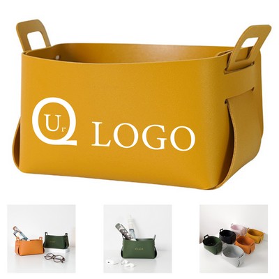 Leather Basket Storage Box