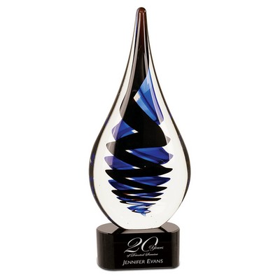 11.25" Black Twist Raindrop Art Glass
