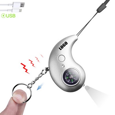 Rechargeable Cashew Nut Self-Defense Alarm Flashlight With Compass