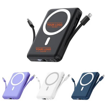 20000mAh Magnetic Wireless Power Bank With Cables