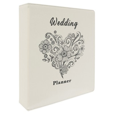 White/Black Leatherette 3 Ring Binder with 2" Slant D Rings
