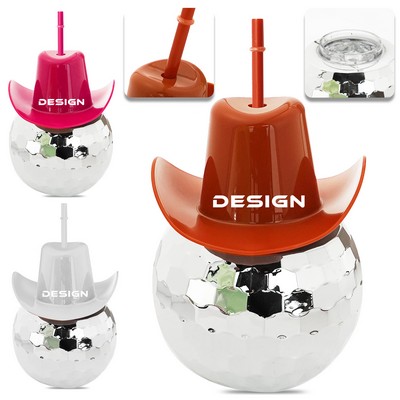 20oz Cowboy Hat Disco Tumbler with Straw