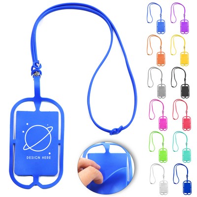 Silicone Card Slot with Lanyard Phone Holder