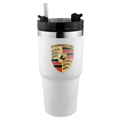 Double Wall Stainless Steel Vacuum Insulated Car Tumbler with Straw