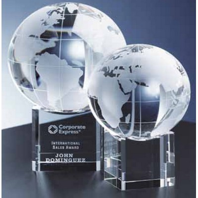 Rotating Crystal Globe Award On Base (4" x 6")