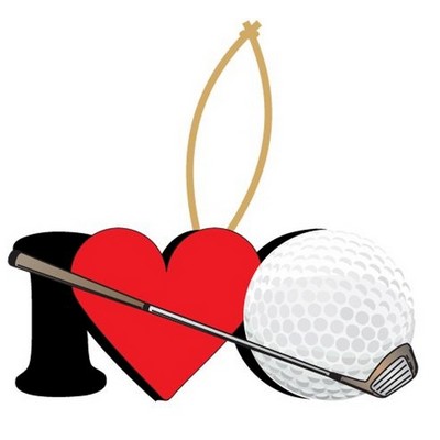 I Love Golf Promotional Ornament w/ Black Back (2 Square Inch)