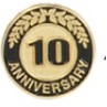 10 Years Anniversary Round Stock Die Struck Pin
