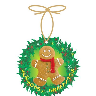 Gingerbread Man & Wreath Ornament w/ Mirrored Back (4 Square Inch)