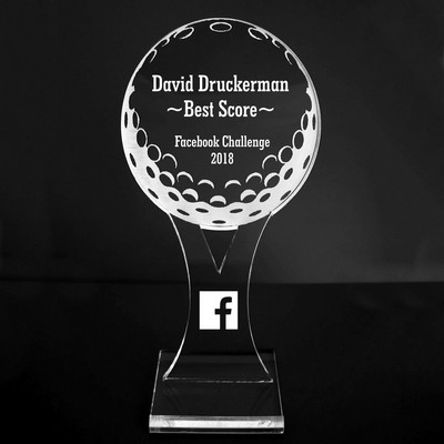 VALUE LINE! Acrylic Engraved Award - 7" Golf Ball and Tee - Platform Base
