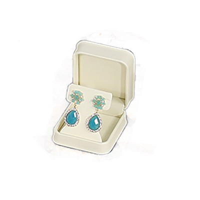 Cream Faux Leather Large Earring Box