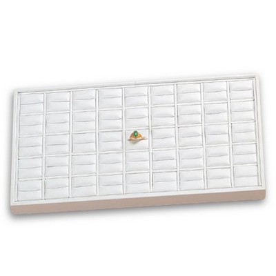 White Leatherette 45 Ring Slot Tray