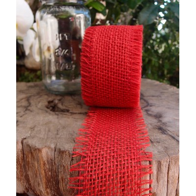 Red Burlap Jute Ribbon
