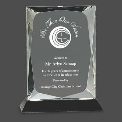 7" Clear Crystal Rectangle on Black Base