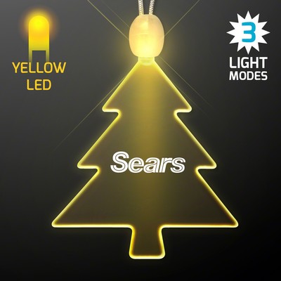 Acrylic Christmas Tree Shape Necklace with Yellow LED - Domestic Print