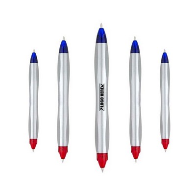 Blue Red Double Sided Silver Pen