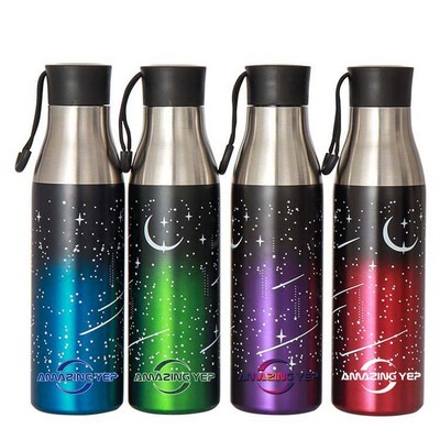 Travel Stainless Steel Bottle W/ Carrying Strap 17oz.