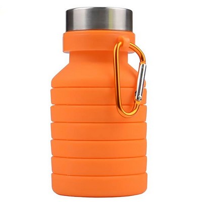 Collapsible 18oz Silicone Sports Bottle with Handy Carabiner