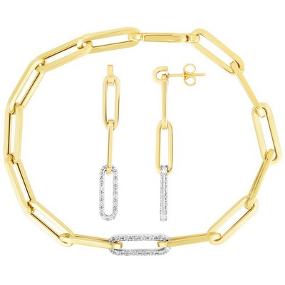 Jilco Inc. Diamond Paperclip Bracelet & Earring Set
