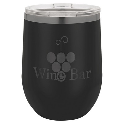 PC 12 oz. Black/Ghost Black ION-Plated Stemless Wine Tumbler