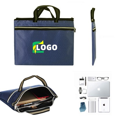 Elegant File Document Tote Hand Bag with Double Zippers