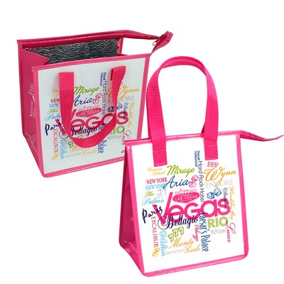 Full-Color 120g Laminated Non-Woven Insulated Lunch Bag w/Zipper Closure (9"x10"x5.5")