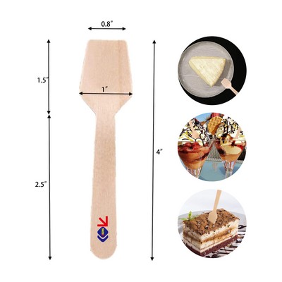 4" Mini Wooden Spoons Disposable Square End Tasting Spoon Sampling Yogurt Spoon