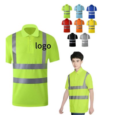 Quick - drying Road Reflective Polo Shirt
