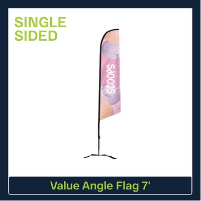 Value 7' Angle Flag - Single Sided Graphic Black X Base