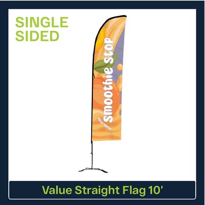 Value 10' Straight Flag - Single Sided Graphic Black X Base