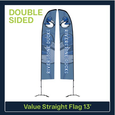 Value 13' Straight Flag - Double Sided Graphic Black X Base