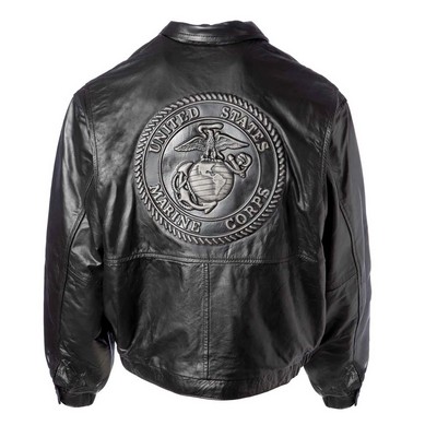 Embossed Leather Bomber Jacket
