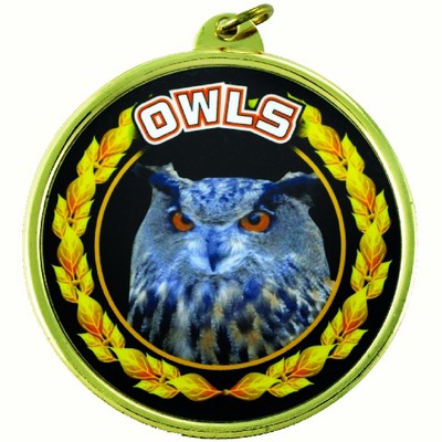 2 ¼" TM Series Academic Medal w/Owls Mascot Mylar Insert