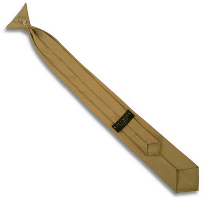18" Poplin Khaki Beige Polyester Clip-On Tie