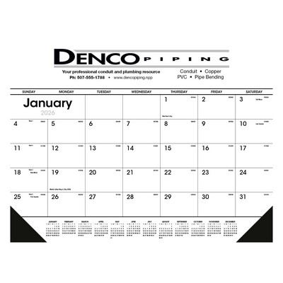 Black & White Desk Pad with Vinyl Corners