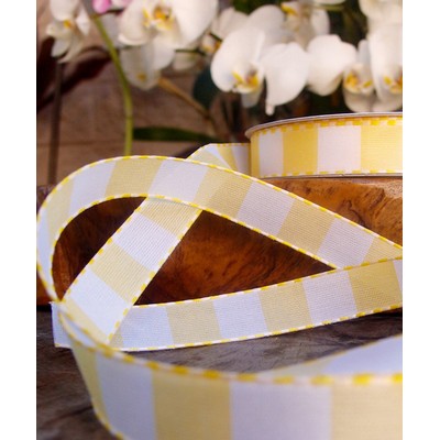 Yellow & White Color Blocked Woven Ribbon
