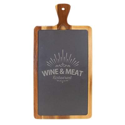 16" x 7.75" Acacia Wood/Slate Cutting Board