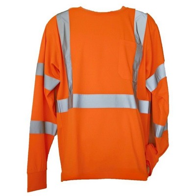 Orange Hi-Viz Long Sleeve Safety T-Shirt (4X-Large/5X-Large)