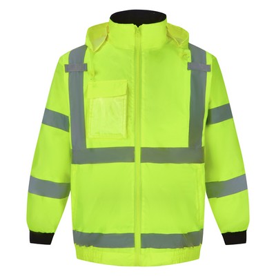 3C Products ANSI Class 3 Safety Bomber Jacket Safety Yellow