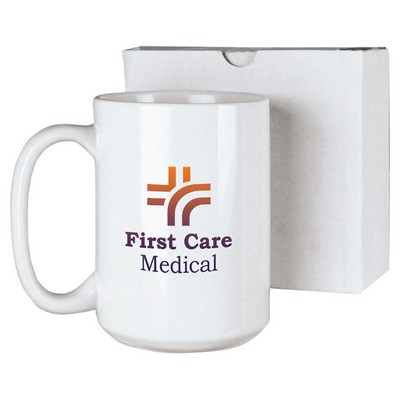 15 oz. White Ceramic Mug with White Box