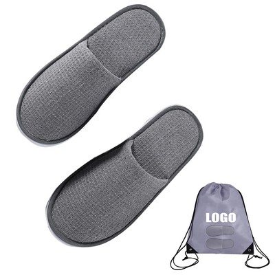 Gray Waffle Checks Thick Slipper w/Backpack