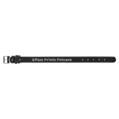 19" x 1" Black/Silver Leatherette Dog Collar