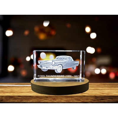 Classic American Beauty: Ford Thunderbird (1955 1957) - 3D Engraved Crystal Tribute