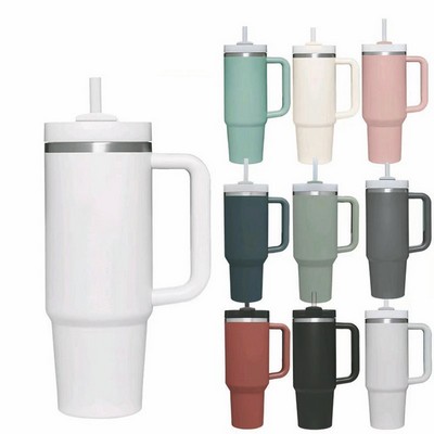 40oz Stainless Steel Quencher Tumbler with Straw and Handle