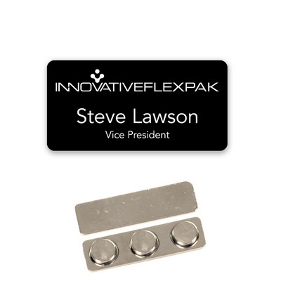 Name Badge. Black Plastic - 1.5x3 laser engrave to White. No Minimum