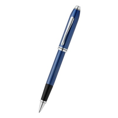 Townsend® Polished Translucent Cobalt Blue Engraved Diamond Pattern Rollerball Pen