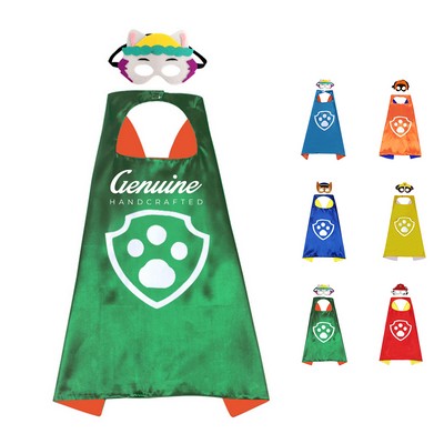 Dual-Sides Reversible Superhero Cape and Mask Set